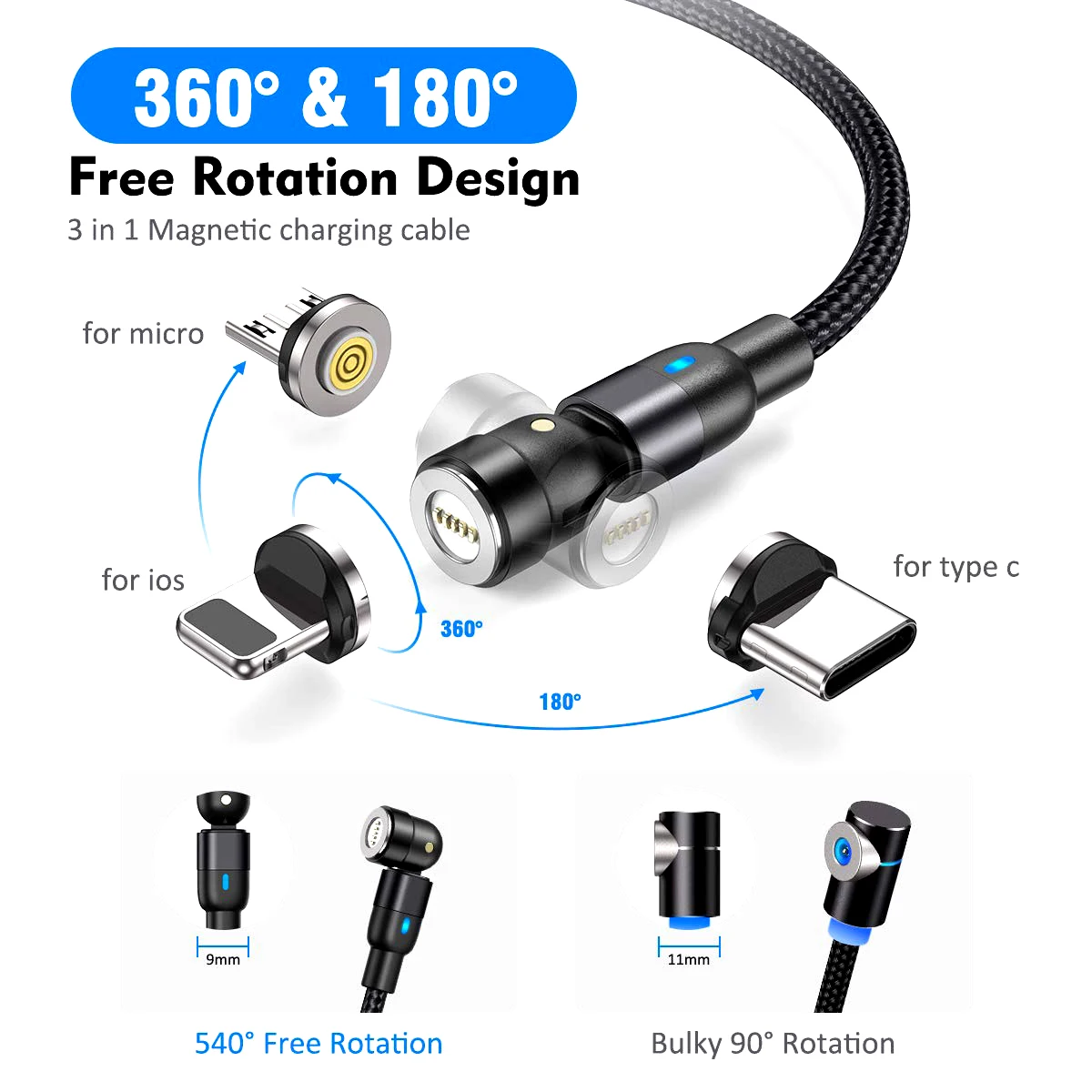 1m nylon braided magnetic usb 3.0 data charger lead kit lade kabel cell phone accessories charging magnet type c extension cable