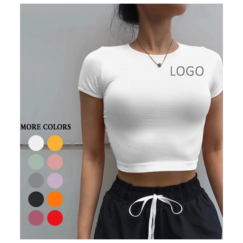 
6 Colors Custom Logo Fitness Yoga Wear Apparel Seamless Sports Workout Crop Top Women Gym Shirt  (62209696877)