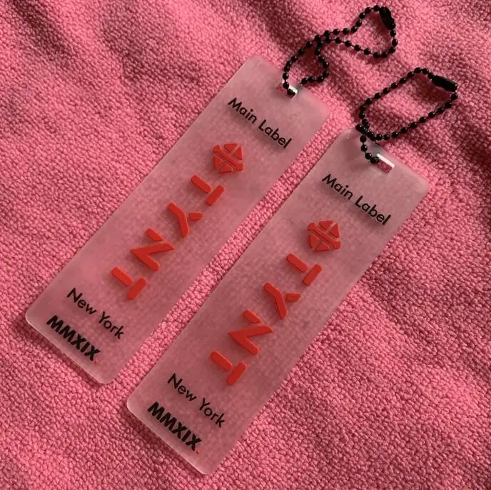 custom logo clear PVC hangtag,transparent rubber logo hang tag for garment
