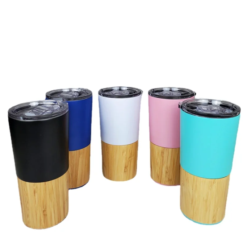 2023 New selling products 20OZ double wall stainless steel vacuum bamboo drinking coffee cup beer tumblers customized with lid
