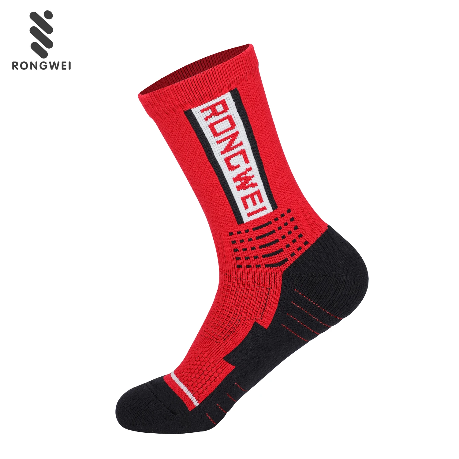 Custom professional breathable non-slip red crew basketball sports socks for mens