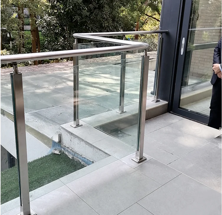 Staircase handrail stainless steel railing hotel terrace glass guardrail stainless steel post handrail wire rope guardrail