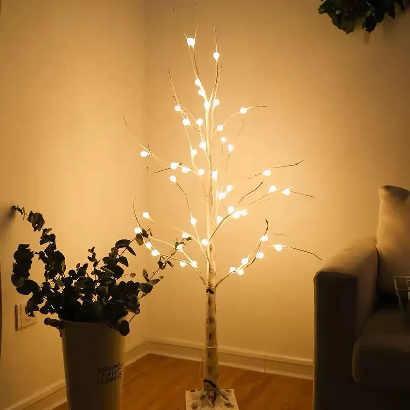 White branch birch tree lamp 90cm indoor Christmas warm white simulate twig decoration branch led artificial birch tree lights