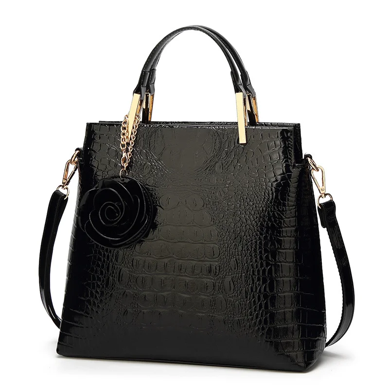 Wholesale Fashion Designer Brown Crocodile pattern Leather Shoulder Bags OEM Women Handbags For Ladies