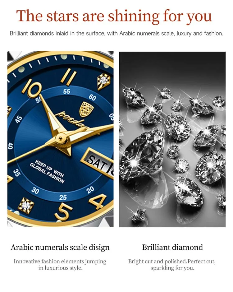 POEDAGAR 782 hot sell custom face lady quartz watch latest Steel Strap water resist Luminous date display moq 1 Casual watch set