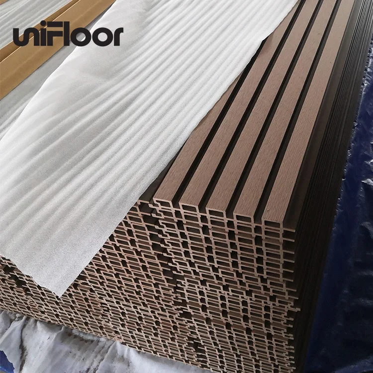 Wholesale Custom Outdoor WPC Cladding Wall Panel  Wood Composite Exterior Vertical Slatted  WPC Composite Wall Cladding