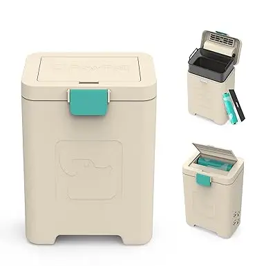 Dog Poop Trash Can Outdoors Pet with Lid Dog Waste Disposal Container  HandsFree Pedal Garden Yard Home with Waste Bags15 L Grey