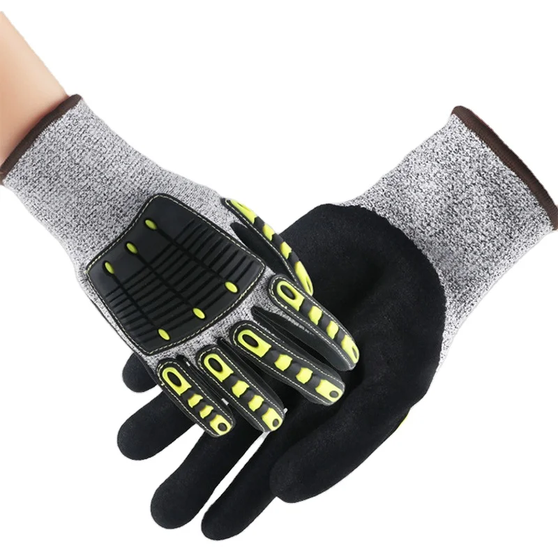 High quality palm dipped rubber wear-resistant and high-pressure resistant mechanical cutting resistant construction gloves