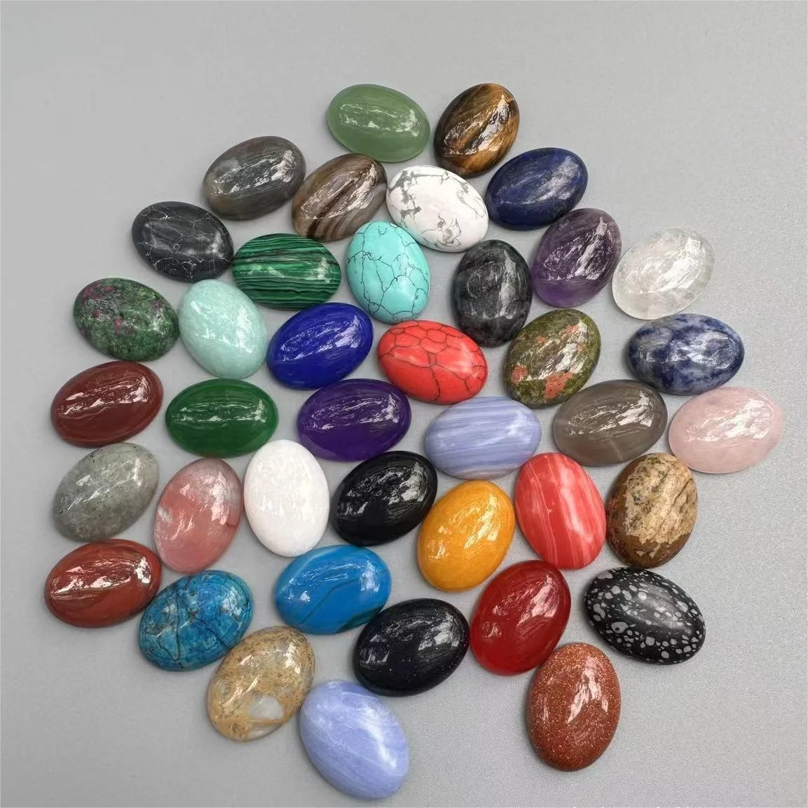 Oval stone beads 13*18mm gemstone agate flat bottom ring surface cabochons loose beads jewelry accessories