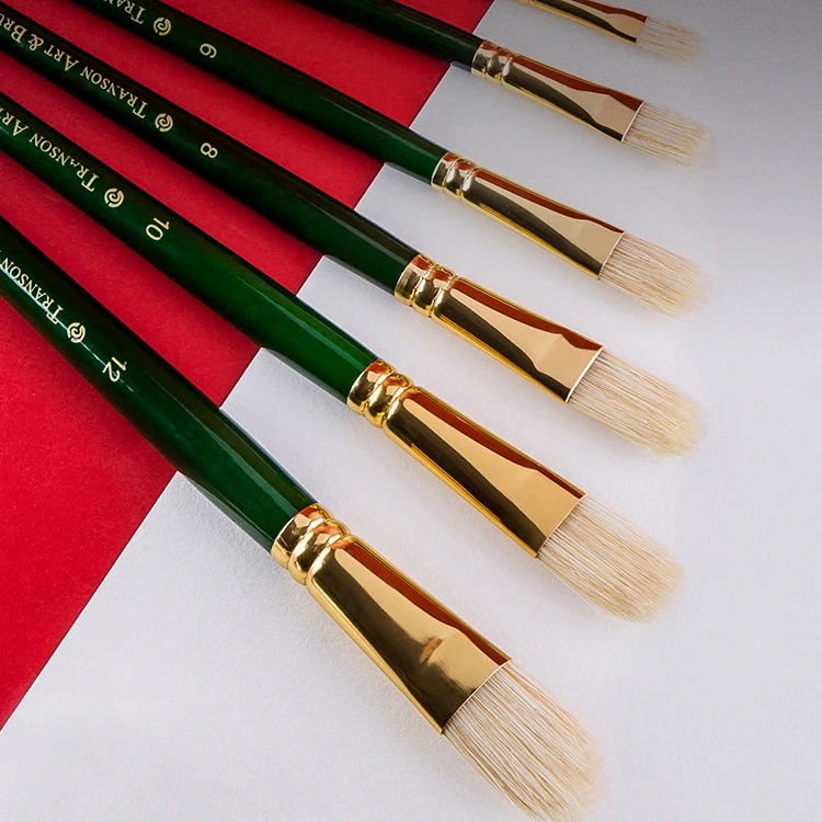 Professional Custom Oil Painting Art Acrylic Set Wood Handle Bristle Paint Brush