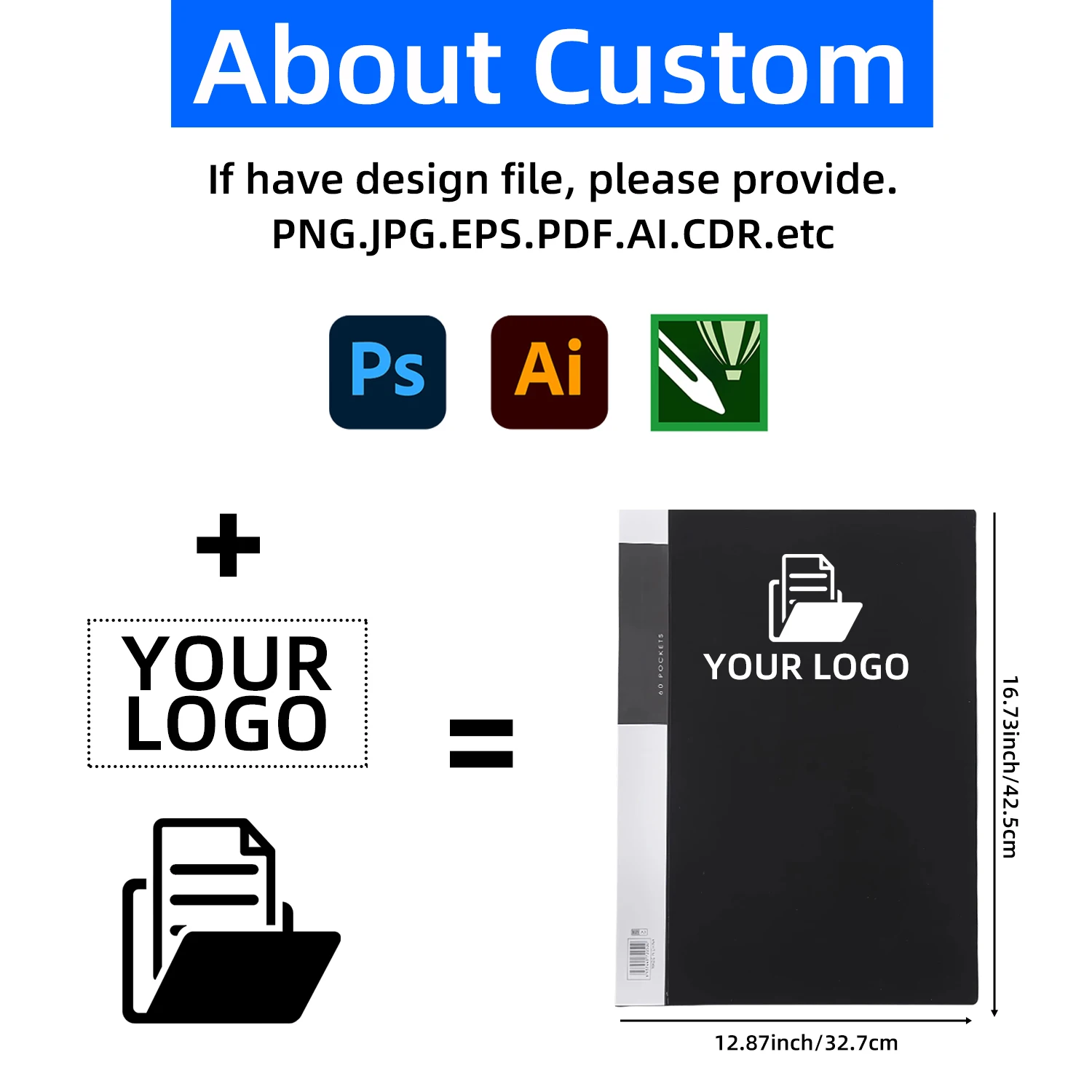 Folder Custom Logo A3 paper embossed real estate presentation files folders with double pocket and card holders printing folders
