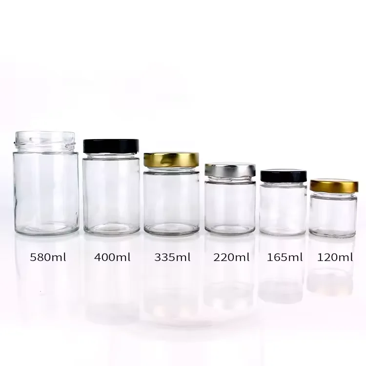 120ml 220ml 330ml 400ml 580ml wide mouth straight sided glass storage jar for spice honey jam with airtight lid