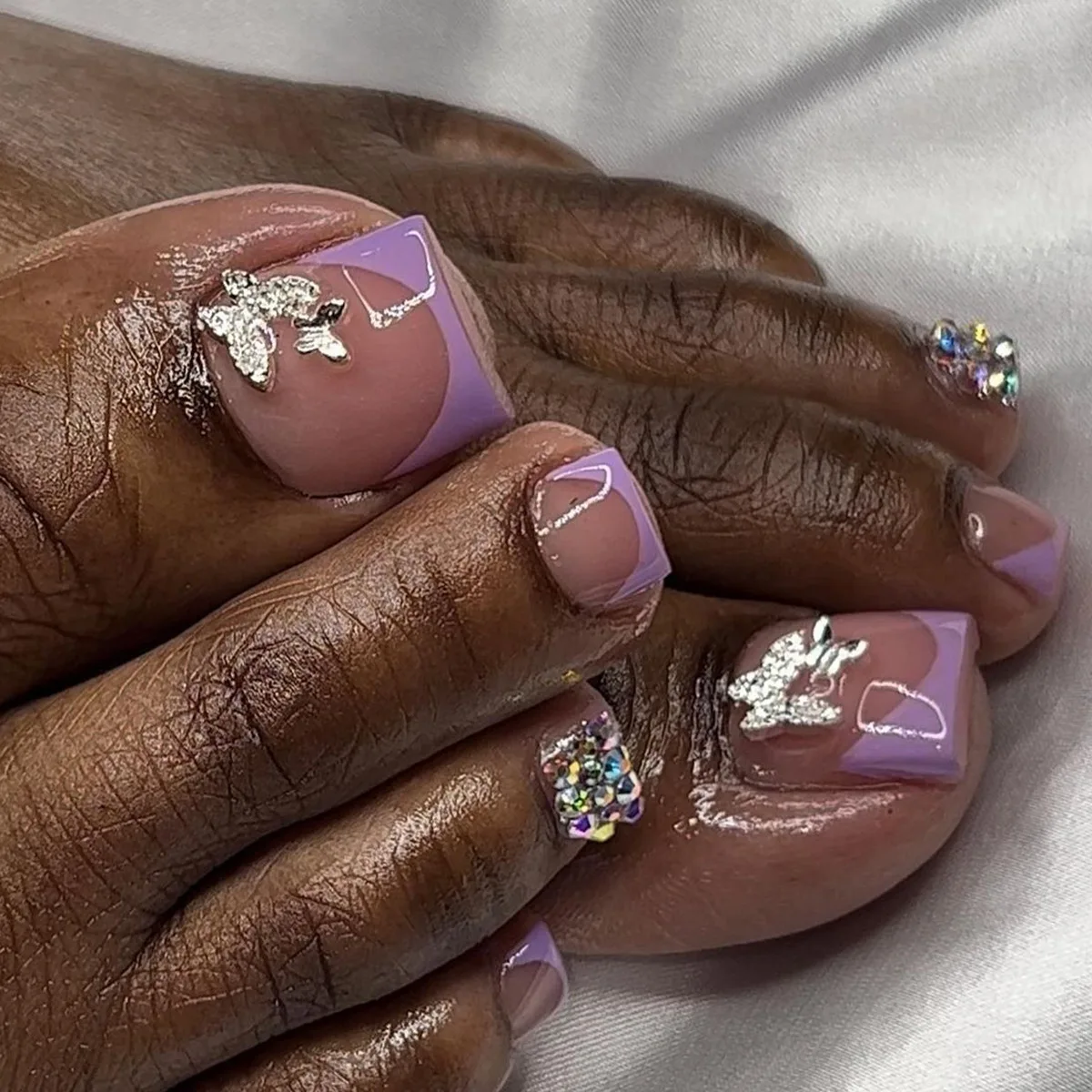 Short Nails Press On Artificial Foot Nails Custom French Tips Glazed Toenails Short Square Press On Toe Nails