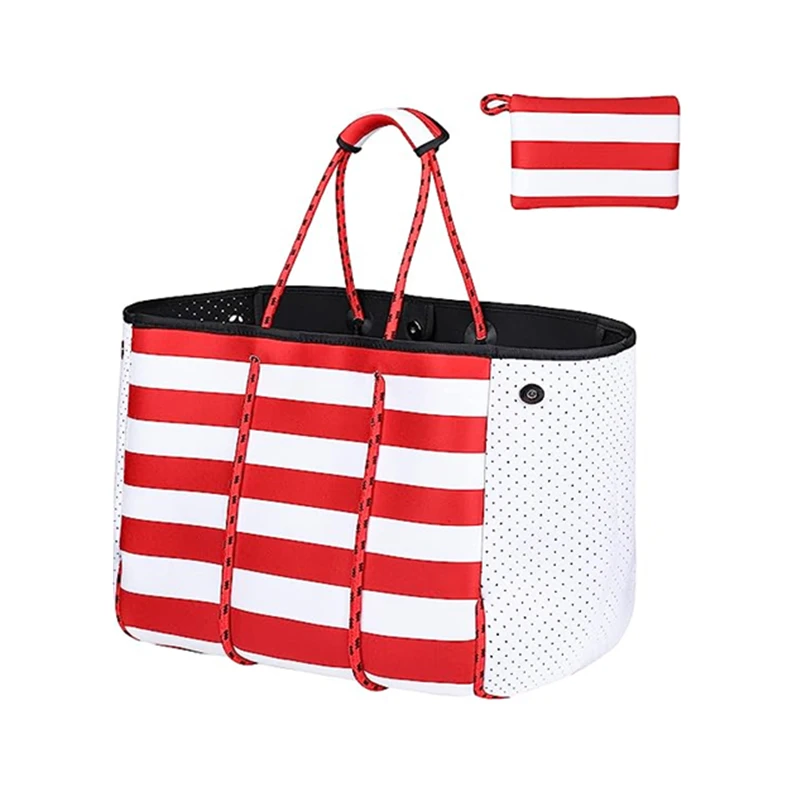 Wholesale summer multipurpose fashion perforated neoprene tote beach bag for Women Travel Gym Pool package