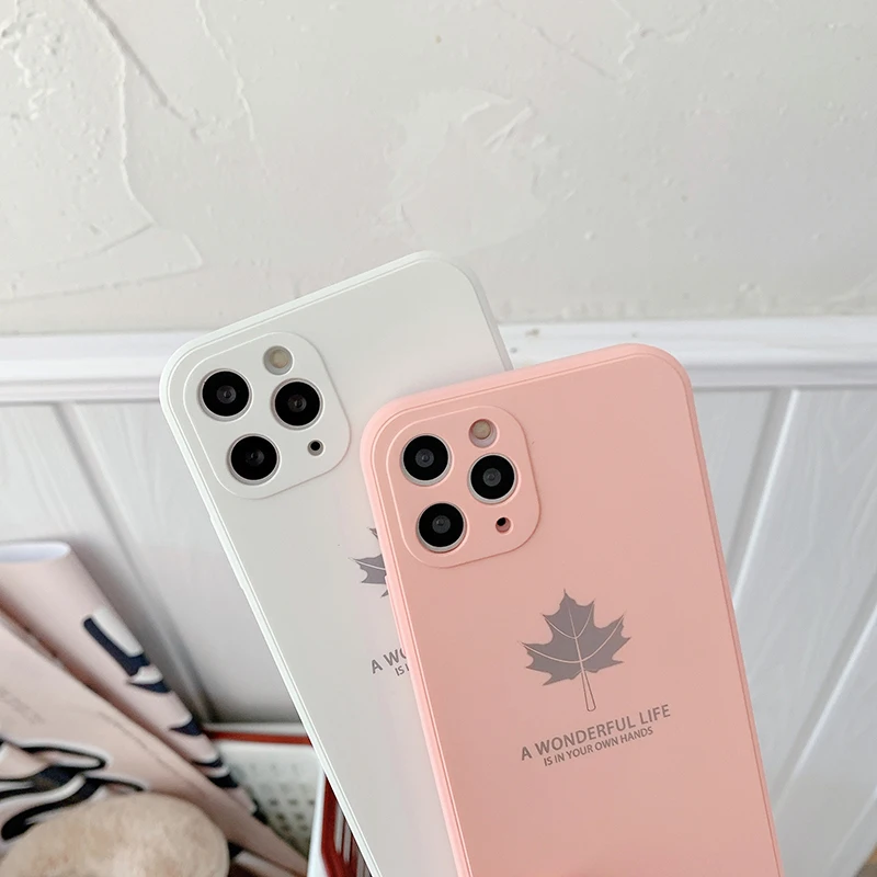 2021 TPU Sticker Oil Paint UV Printer Back Cover Phone case For Iphone 12 Pro TPU Maple Leaf Covers Case For Iphone
