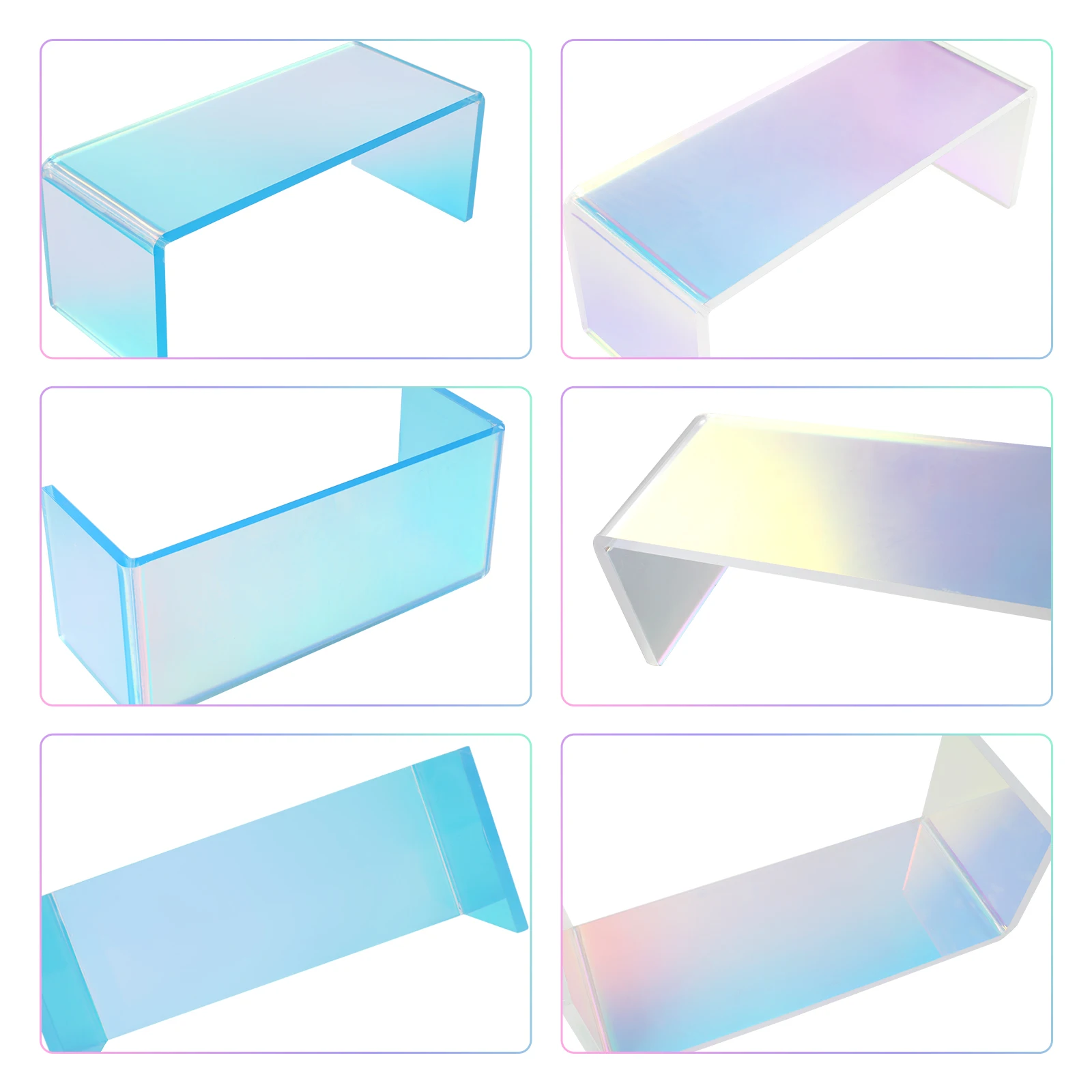 Iridescent Acrylic Display Risers Stand Nail Polish Holder Luxury Nail Hand Pillow Tech Arm Rest For Nails Salon