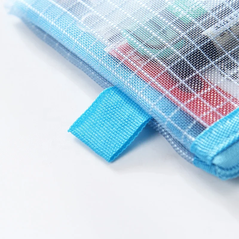 Student test dedicated portable large capacity stationery simple and transparent mesh pen pouch storage pencil bag custom