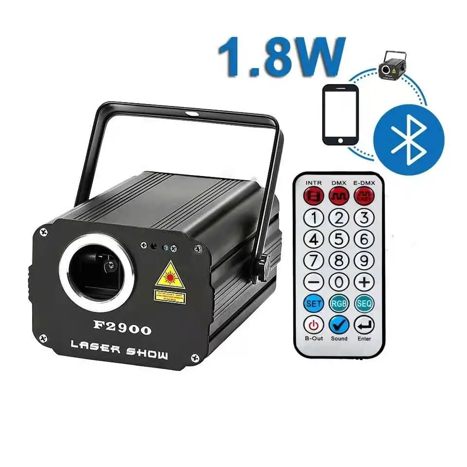 
remote control RGB color 1.8w 3d app stage light dj disco animation laser light 