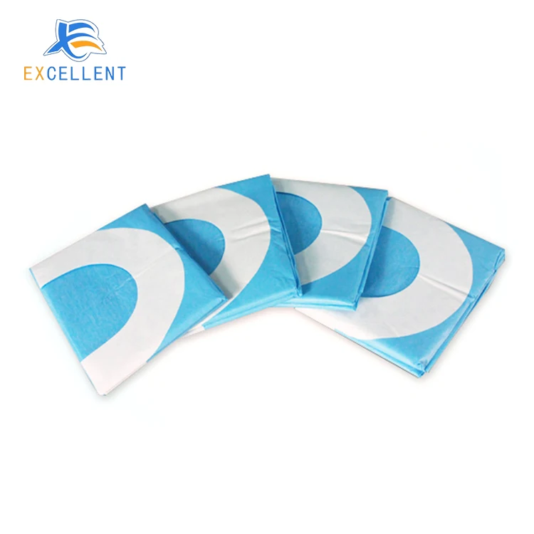 Blue Color Non Woven Disposable Sterile Medical Universal Surgical Drape Sheet Adhesive Fenestrated Drapes with Hole