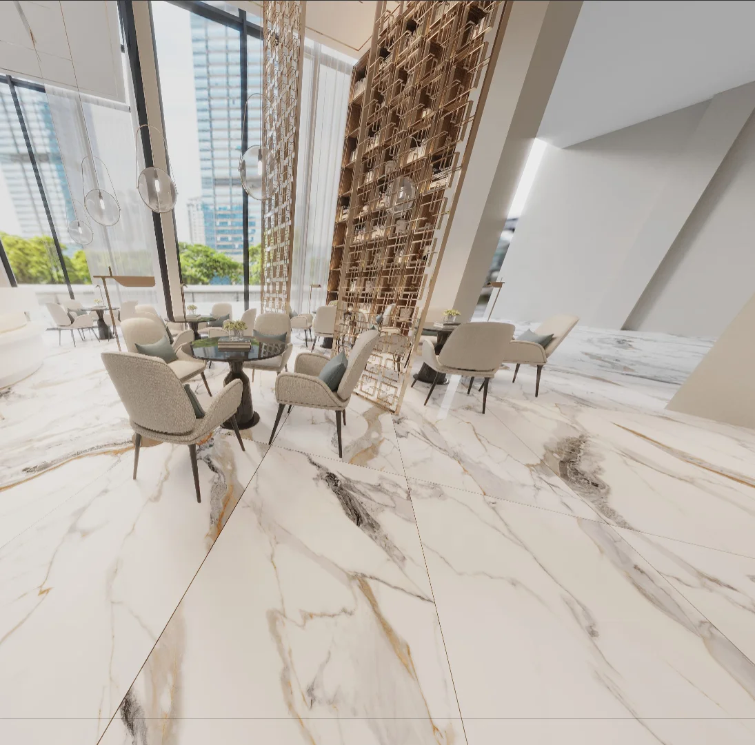 Full Body Glossy Ceramic Interior Tile For Apartment Glazed Polished Porcelain Marble Floor Wall Tiles