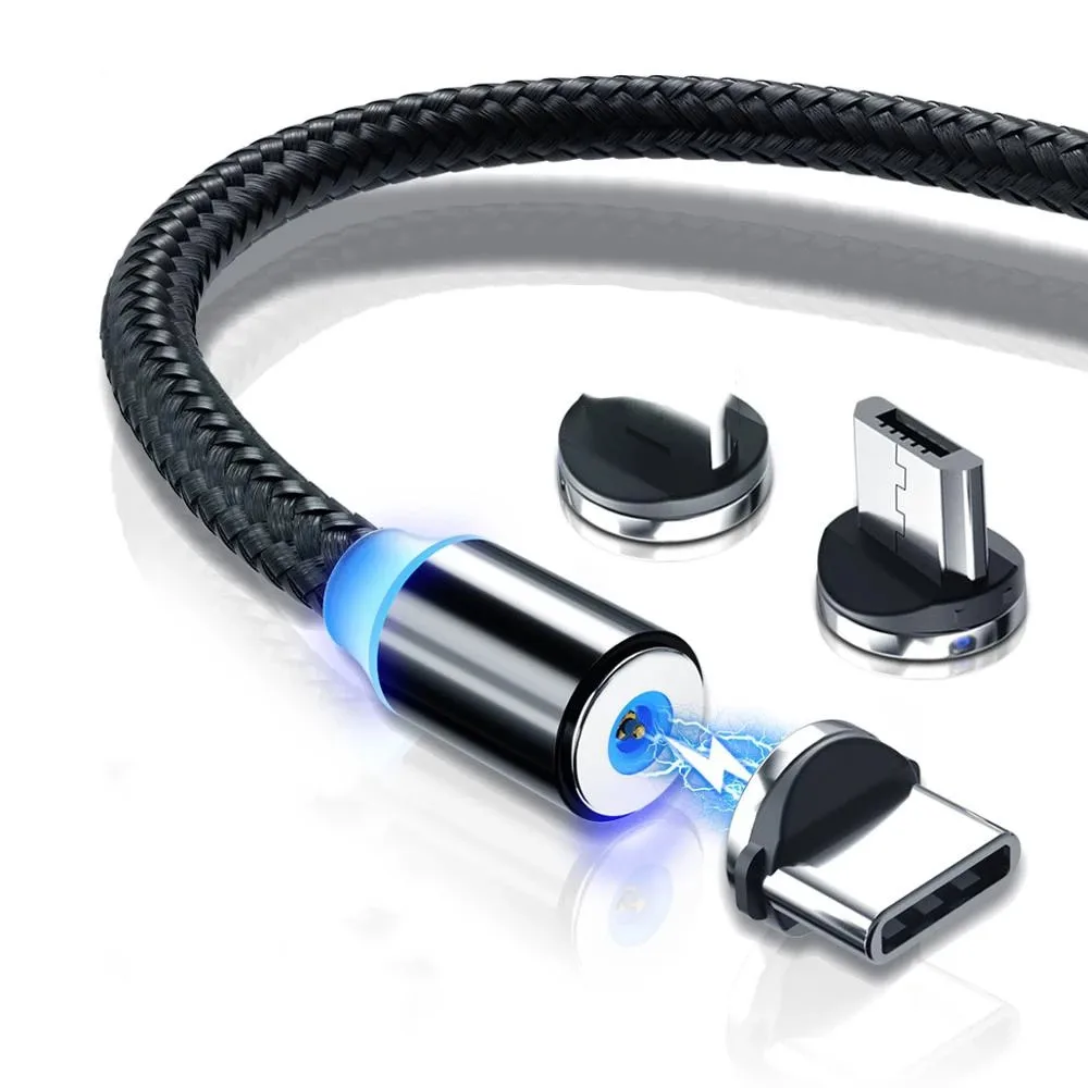 Free Laser Logo 1M Micro Usb Cable for Samsung Huawei iPhone 3 in 1 Magnetic Fast USB Charging