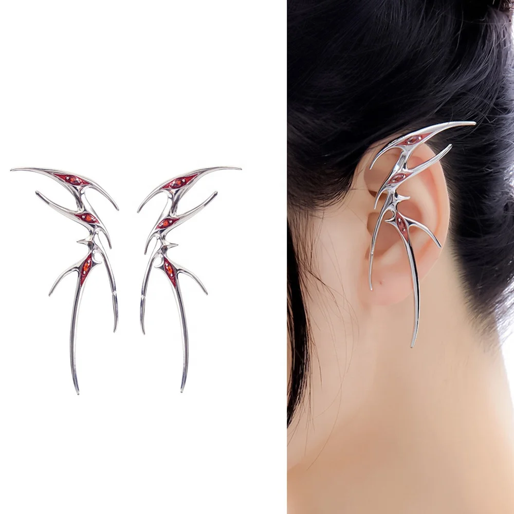 Irregular Thorn Street Gothic Cyberpunk Jewelry Futuristic No Piercing Alien Creature Blood Butterfly Ear Cuff