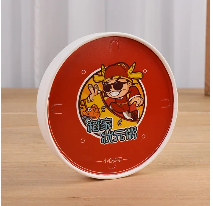 
color printing package take away porridge bucket thickened fast food soup cup disposable printed cartoon kraft paper 