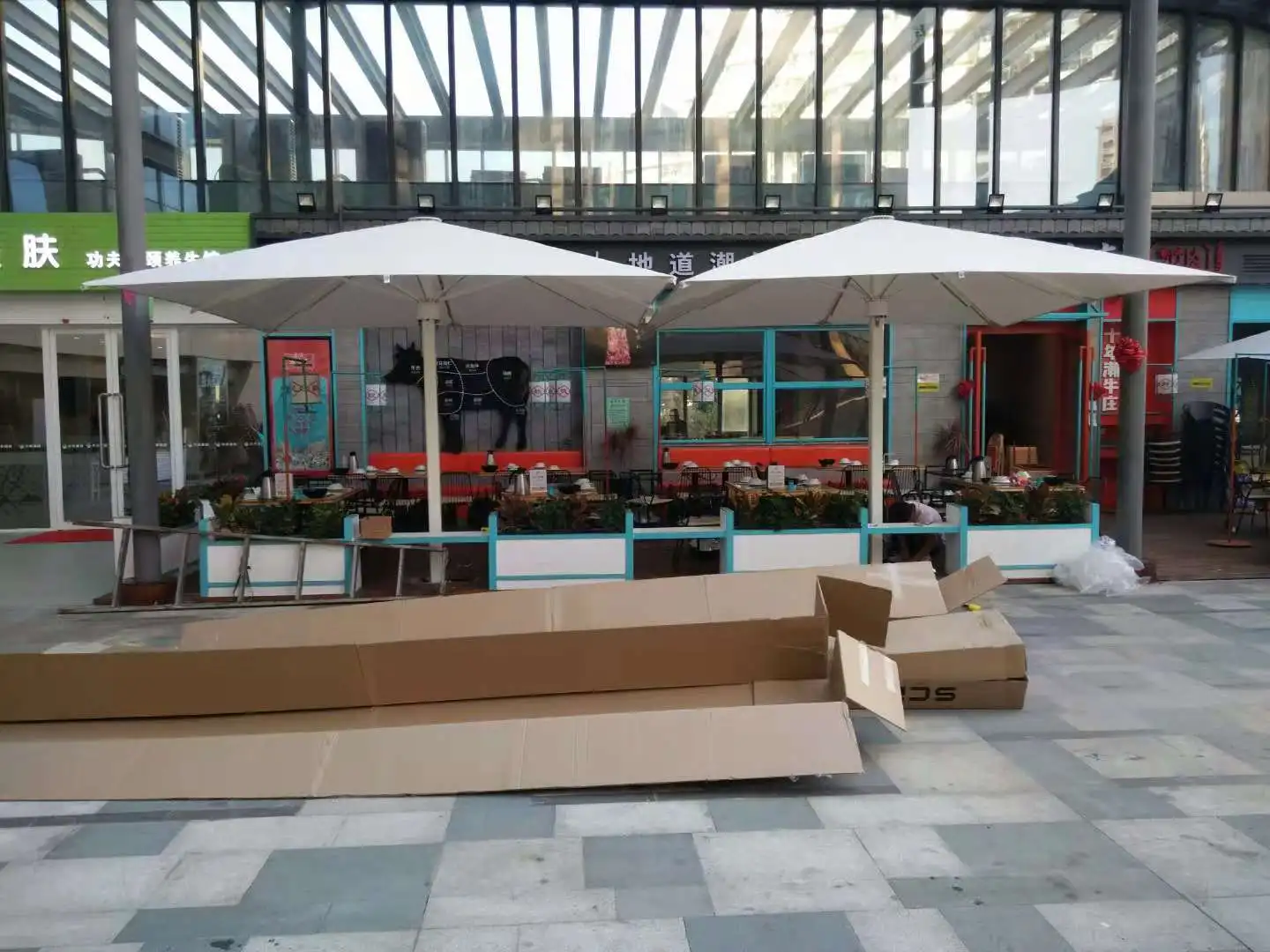 Large Luxury Starlight Umbrella with LED Light/ Bluetooth Cafe Swimming Pool Garden Outdoor Sun shading Parasol Umbrella