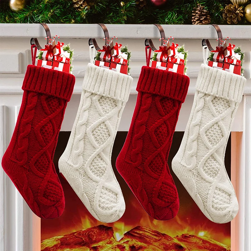 Christmas Stockings Large Cable Knitted Stocking Decorations for Family Holiday Xmas Party Decor