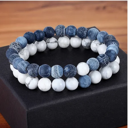 7 Style Couples Distance Bracelet Natural Stone Yoga Beaded for Men Women Friend Gift Charm Strand