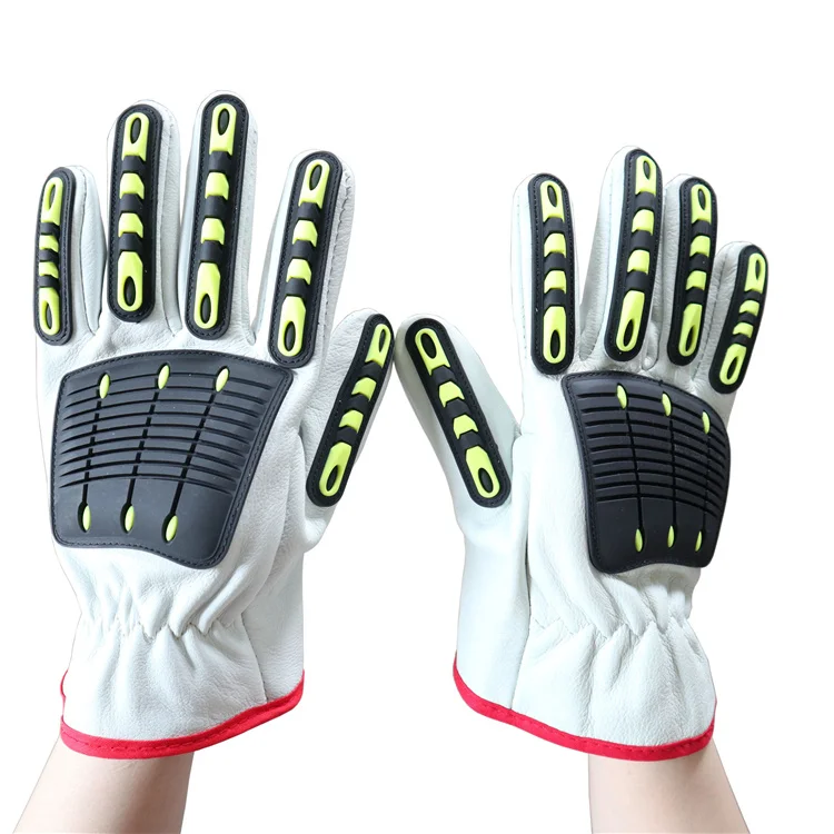 Winter Flexible Goatskin Driver Oil Field Safety Work Straight Thumb High Impact Resistant Safety Gloves