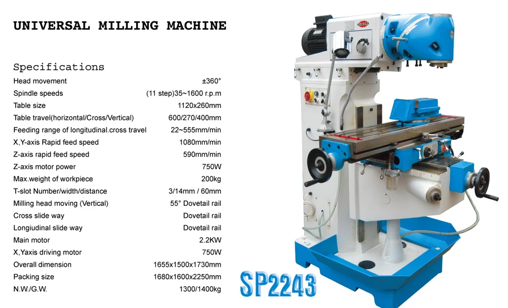 XQ6226B Proma SP2243 Universal Turret Milling Machine` X6325 for