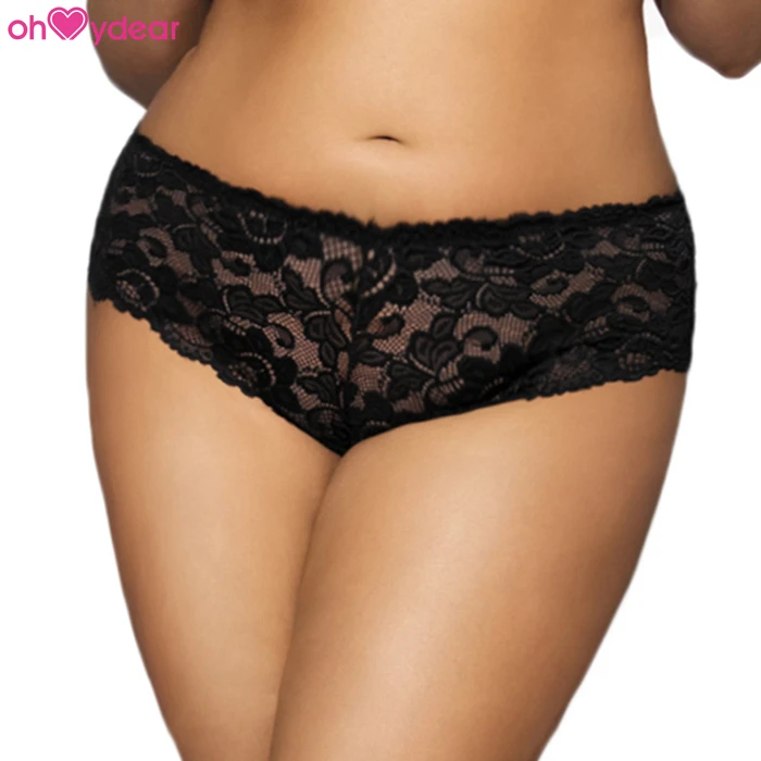 
Wholesale Plus Size Black Sexy Floral Lace seamless pink pantie woman 
