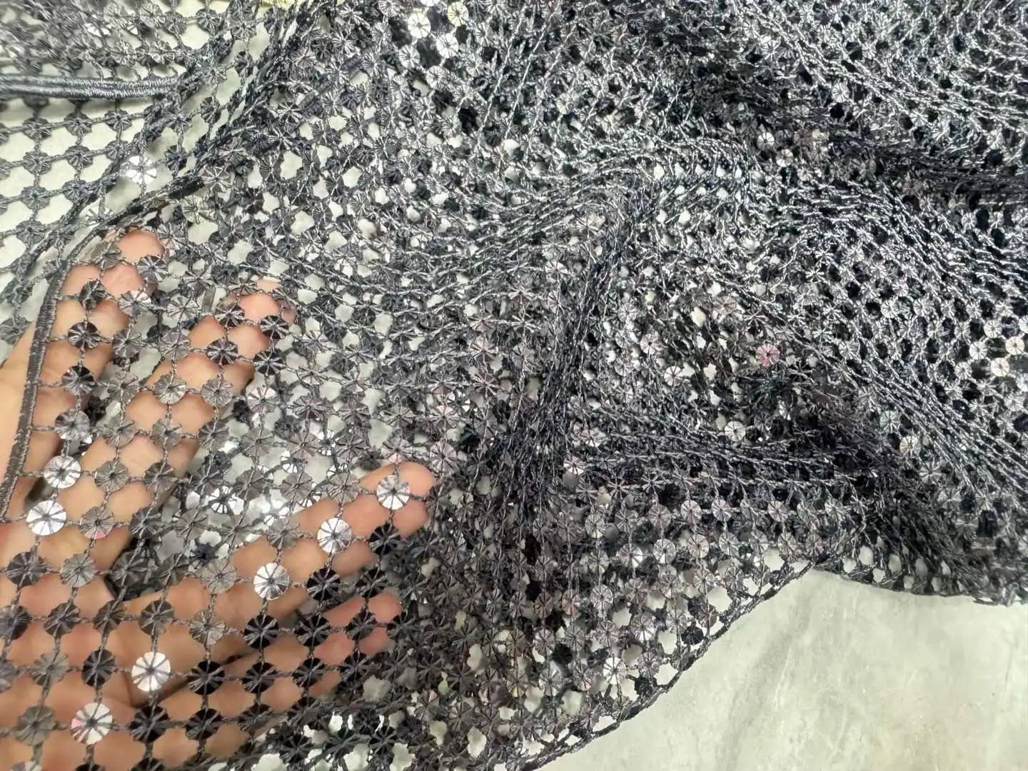 Wholesale Sequined lace Mesh Embellished Fabric