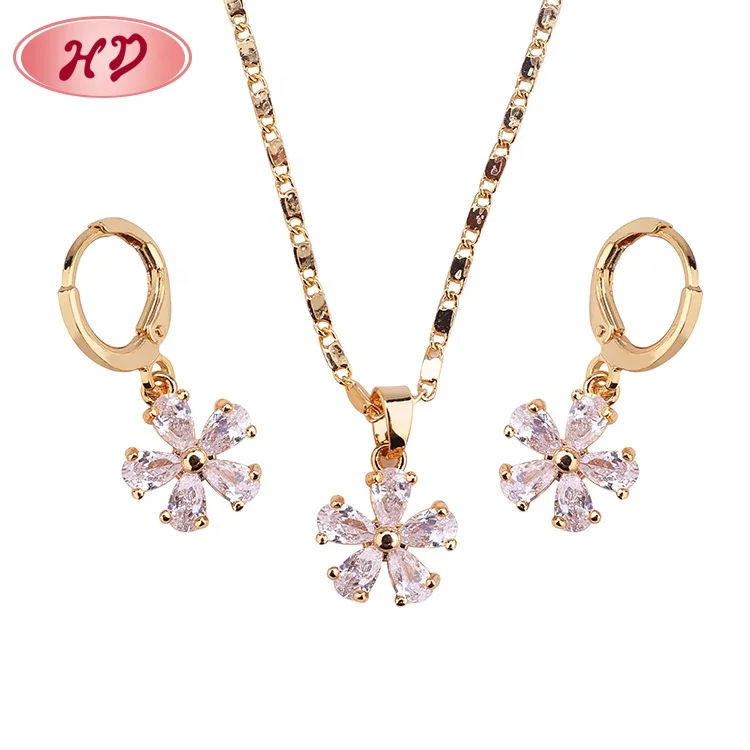 wholesale 2015 fashion female wedding accessories 18K gold plated zircon jewelry sets dubai bridal