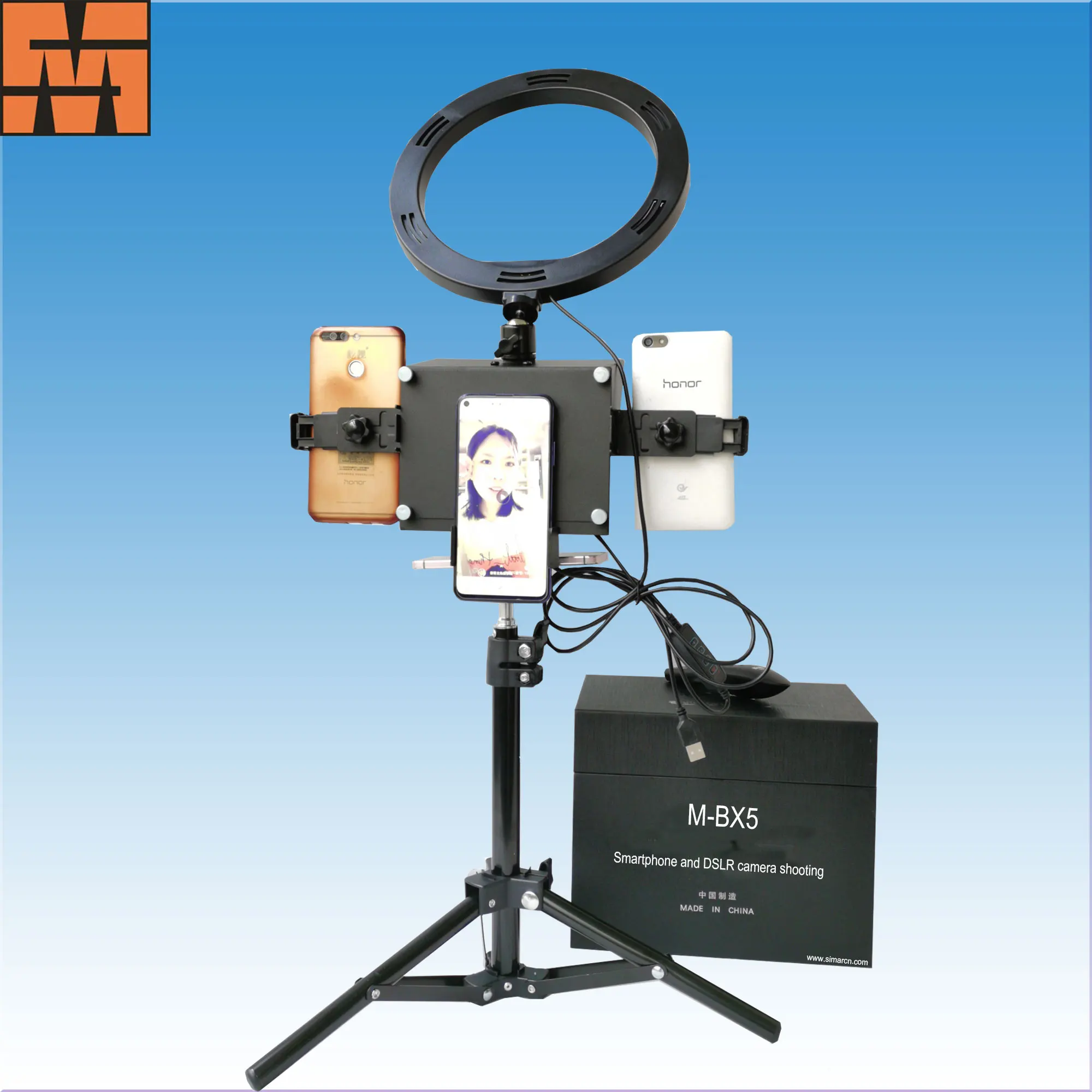 
NEW DESIGN smartphone portable teleprompter for phone and DSLR camera dual shooting with remoter in live stream studio 