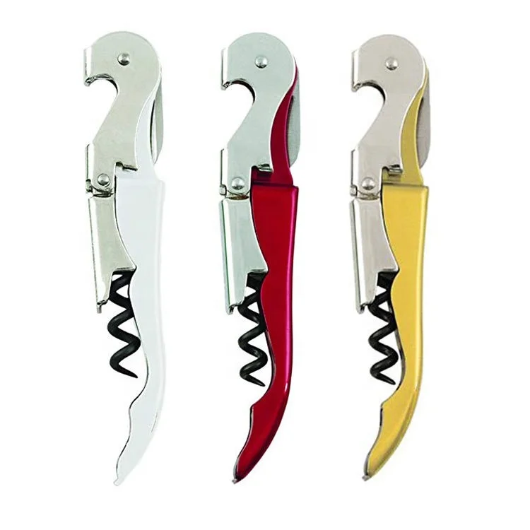 Customized Push Down Black Bottle Opener Waiters Friend Stainless Steel Handle Eco-friendly Bottle Wine Opener Beer Manual