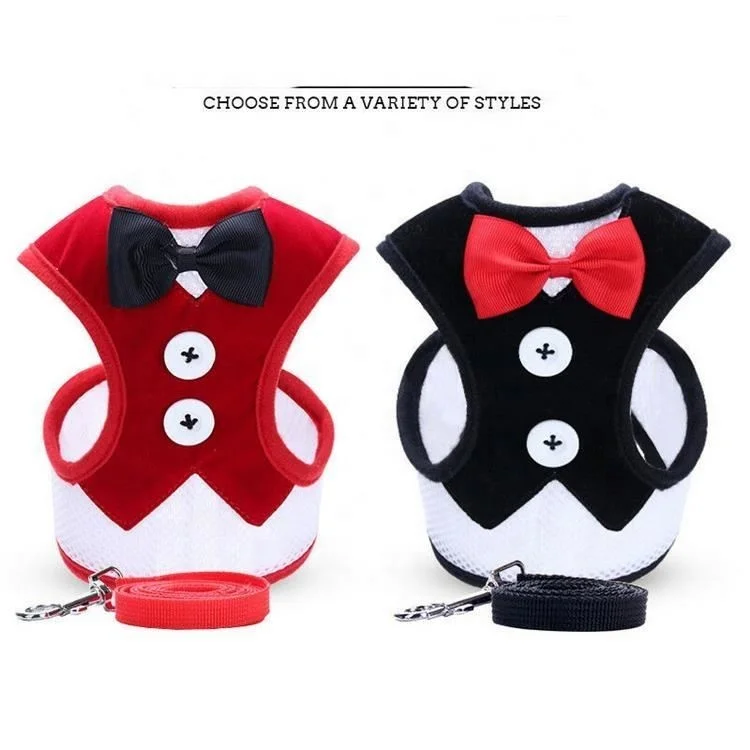 Wholesale Good Quality Adjustable Oxford Cloth Pet Bow Tie Dog Vest Chest Strap Leash