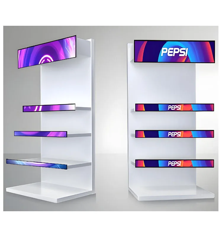 19.5-58.4Inch Stretched Shelf Bar LCD Advertising Display Screen Media Use Wall Mount Video Shopping Malls Retail Stores