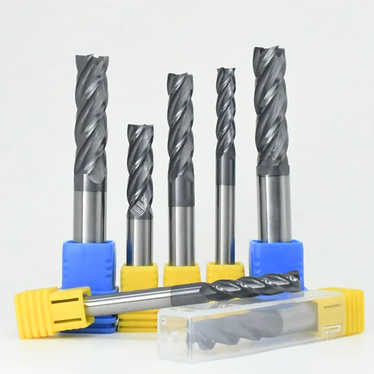 coating 4mm 6mm 8mm hrc55 carbide square end mill for Steel 55HRC 10mm 12mm 4 flute carbide flat endmill hrc55