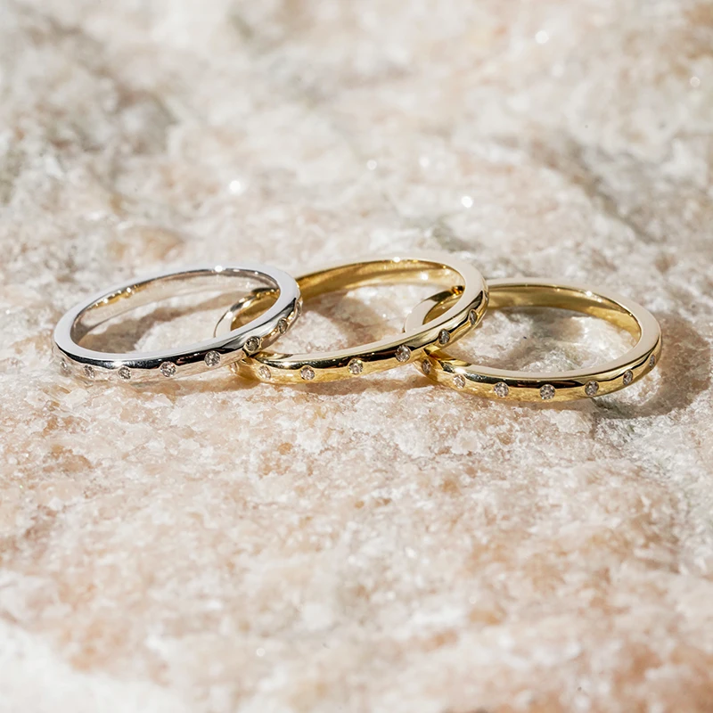 starsgem 1.2mm round lab diamond 9k 10k 14k 18k solid white yellow rose gold eternity wedding band for women daily wear