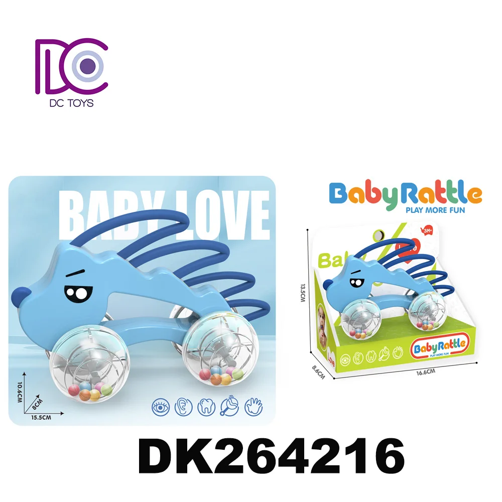 DC newest design baby rattle series hedgehog butterfly  crab stegosaurus baby rattle car toys factory direct