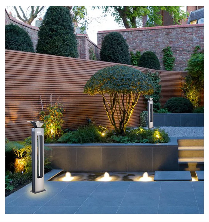 Solar pathway lights Warm White Aluminum solar bollard outdoor garden lights sound sensor 2024