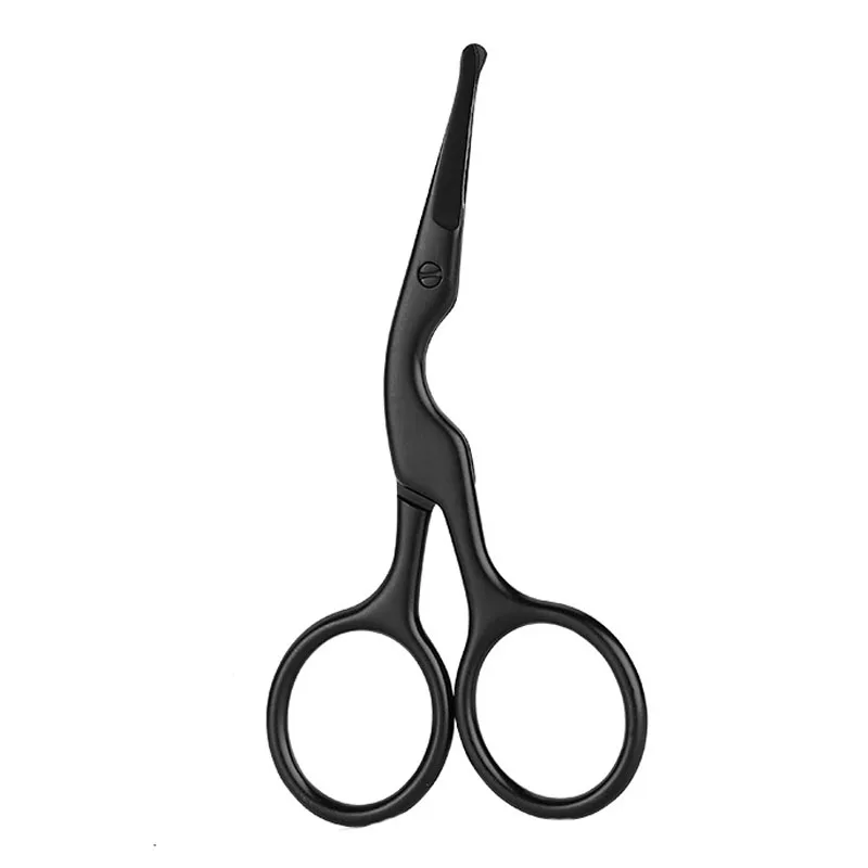 Gold Rose Black Stainless Steel Round Eyebrow Scissors Beard Nose Hair Scissors Shear Grooming Kit