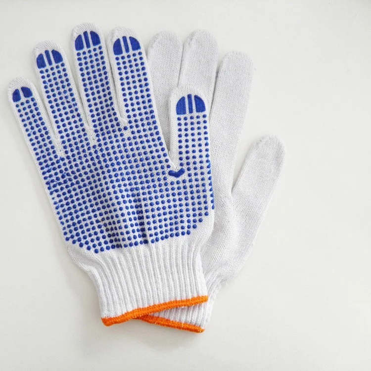 Fashion Knitted Funky Gloves PVC dotted knit cotton working gloves Black Cotton Knitted Gloves