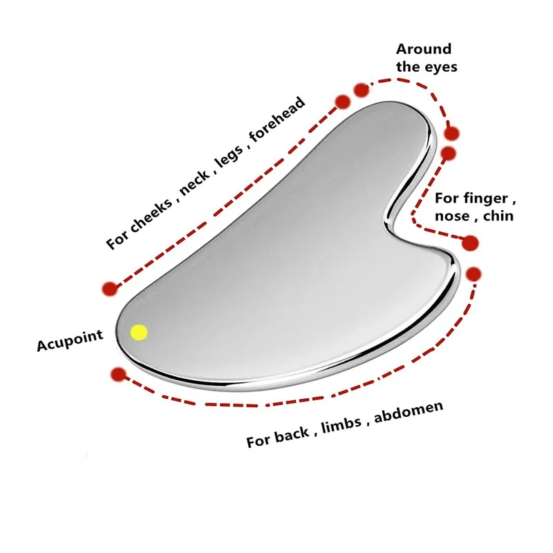 Gua Sha Tool Stainless Steel for Facial Massage Anti-aging Skin Tightening Face Lift Cooling Metal Contour-puffiness Reduction