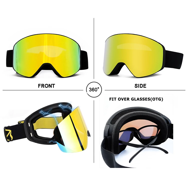 Ski Goggles Manufacturer Oem Custom Anti-fog Snow Skiing Googles OEM Replaceable Magnet Snowboard Goggles