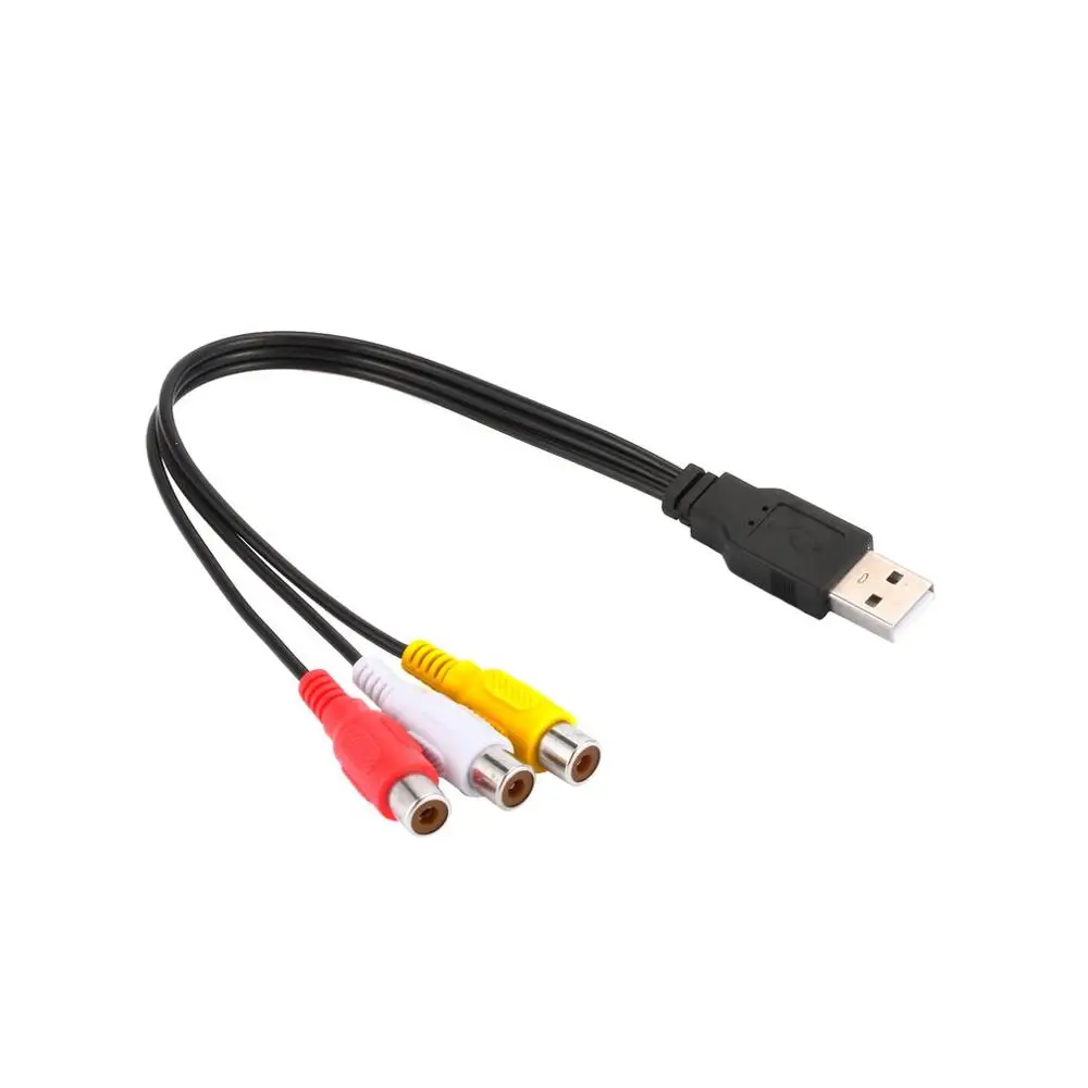 New Audio Adapter USB To 3 RCA Connector Portable Gold Plated Television Computer Wire Cable Cord Jack Plug Converter