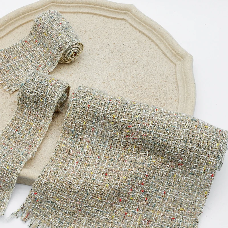 Fabric tweed high quality thick knitted tweed fabric ribbon