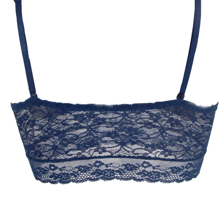 
Custom Breathable Apparel Convertible Lingerie Wireless Spacer Bra Ladies Wire Free Soft Lace Bralette With Removable Cups 